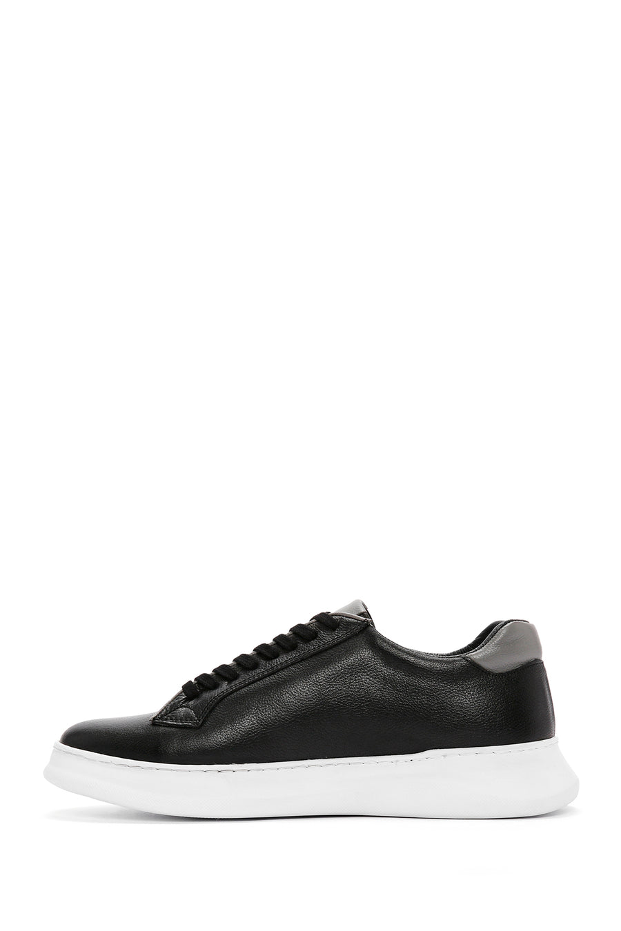 Men's Black Lace-up Leather Sneaker