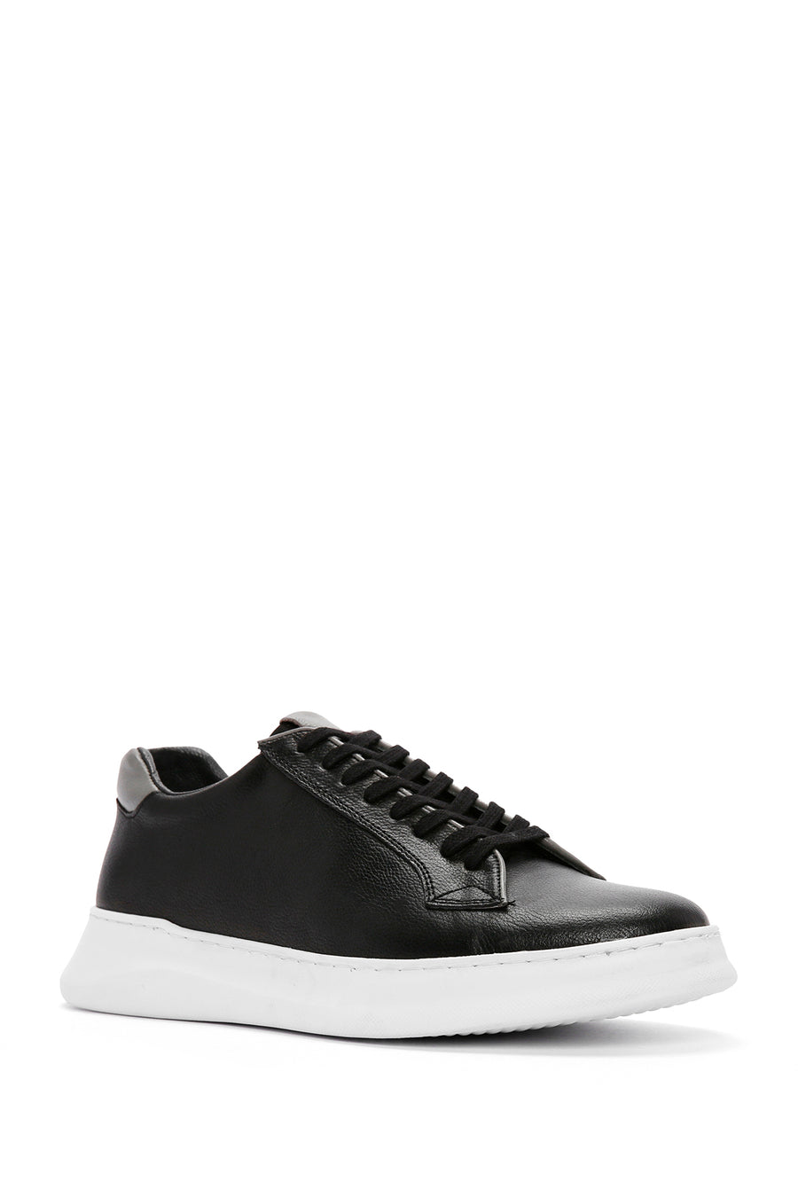 Men's Black Lace-up Leather Sneaker