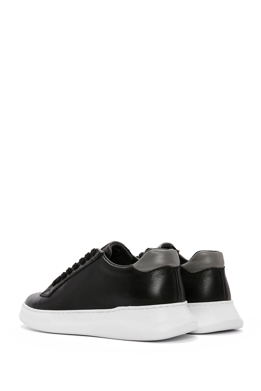 Men's Black Lace-up Leather Sneaker
