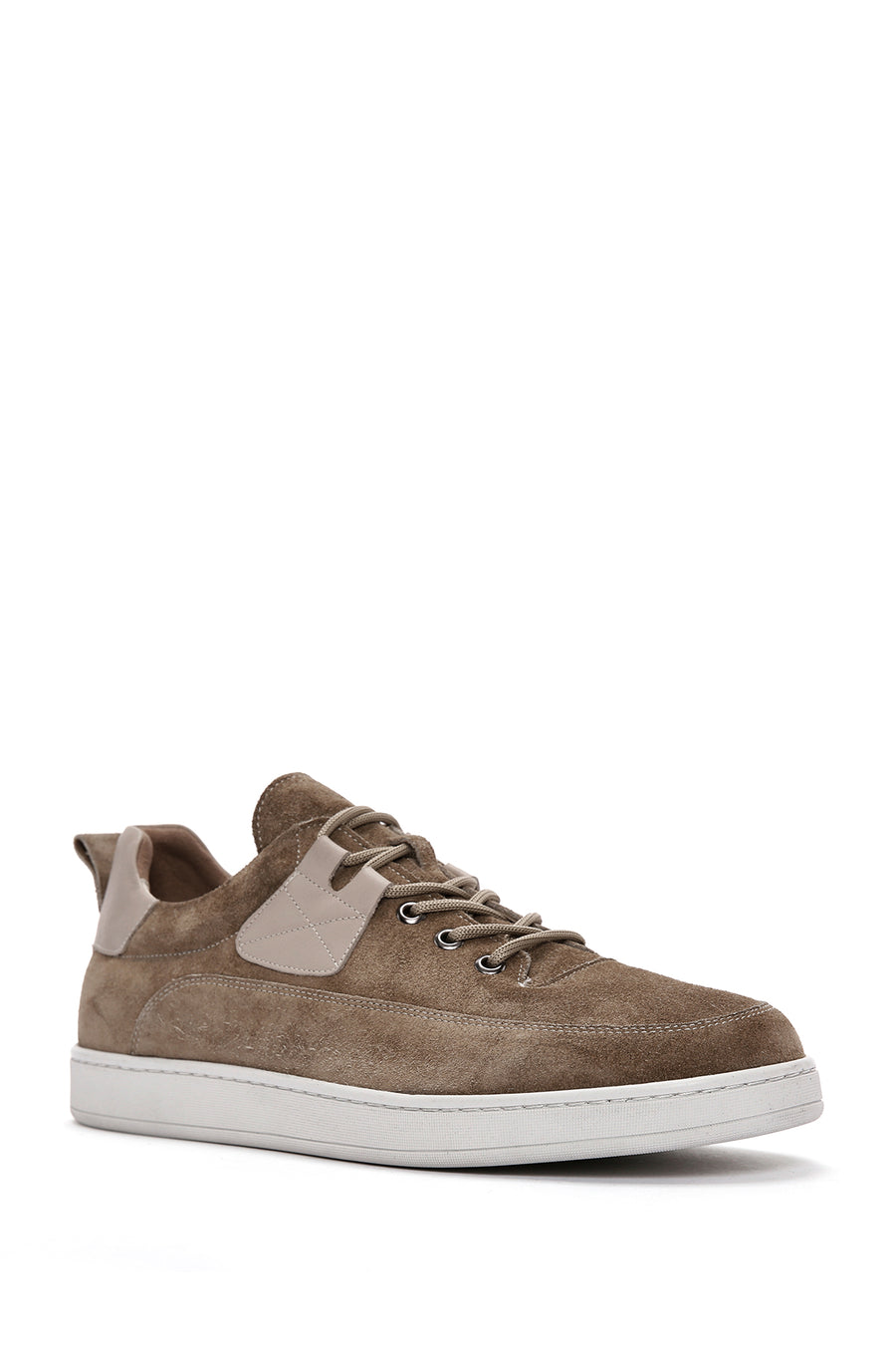 Erkek Vizon Bağcıklı Süet Deri Sneaker