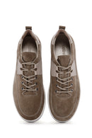 Erkek Vizon Bağcıklı Süet Deri Sneaker | Derimod