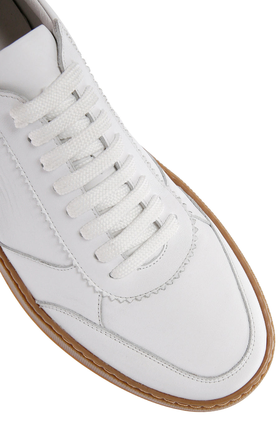 Erkek Beyaz Bağcıklı Deri Sneaker