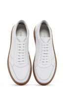 Men's White Lace-Up Leather Sneaker | Derimod