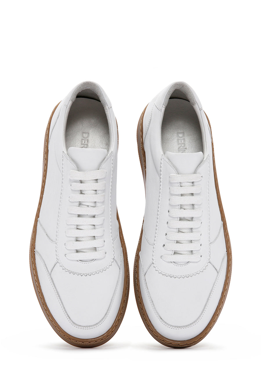 Erkek Beyaz Bağcıklı Deri Sneaker