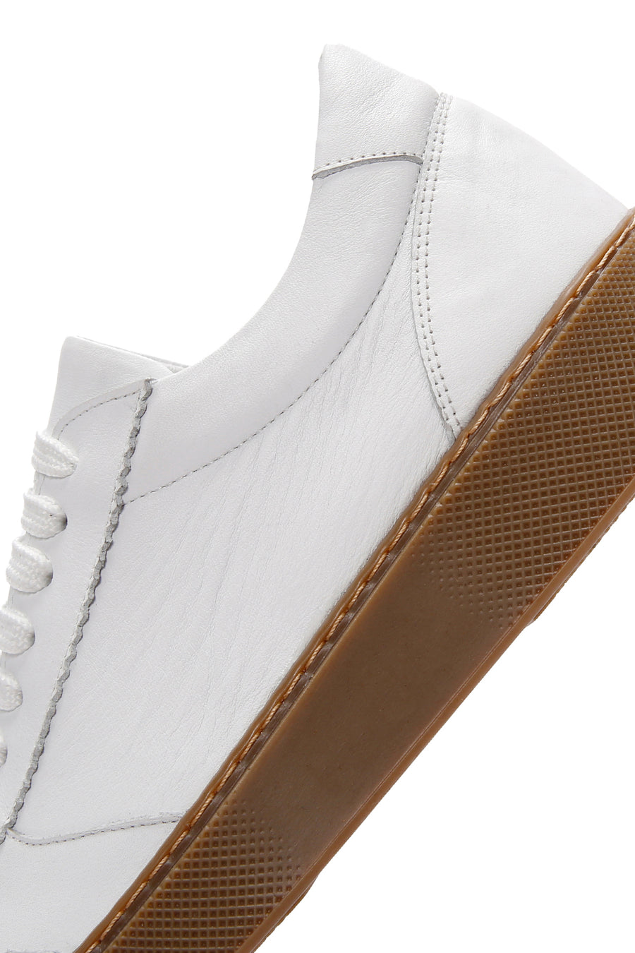 Erkek Beyaz Bağcıklı Deri Sneaker