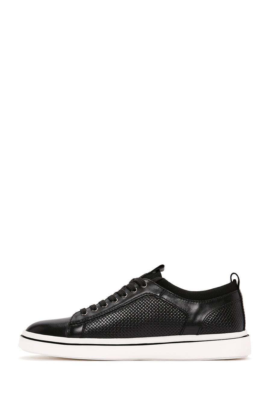 Men's Black Lace-up Leather Sneaker