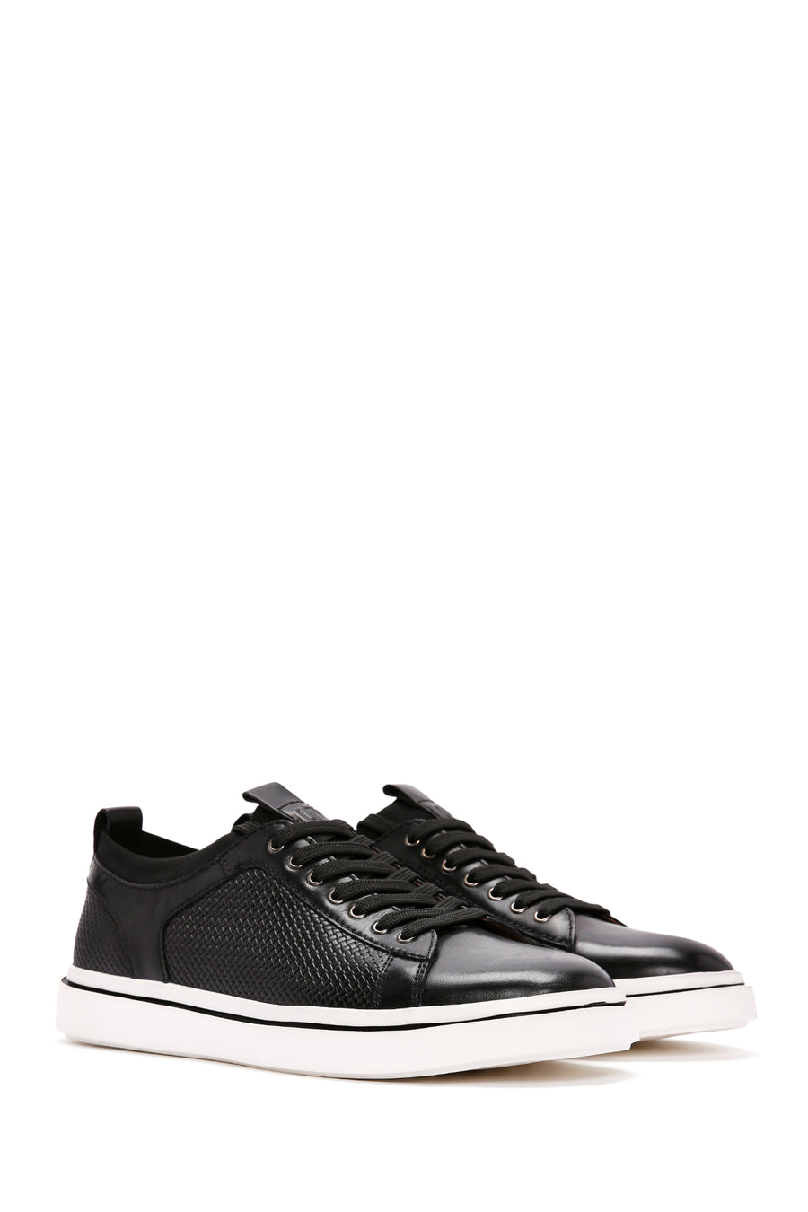 Men's Black Lace-up Leather Sneaker