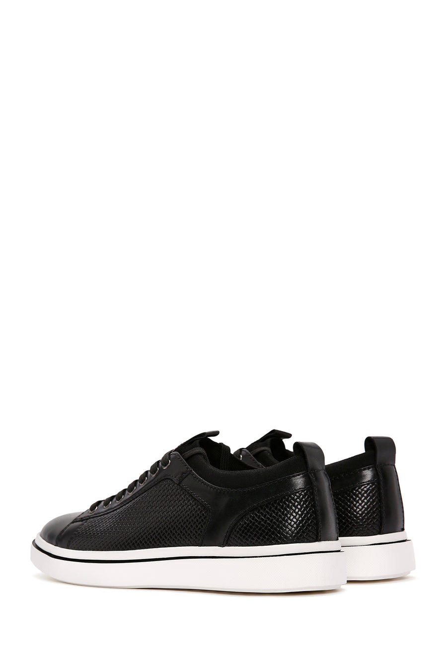 Men's Black Lace-up Leather Sneaker