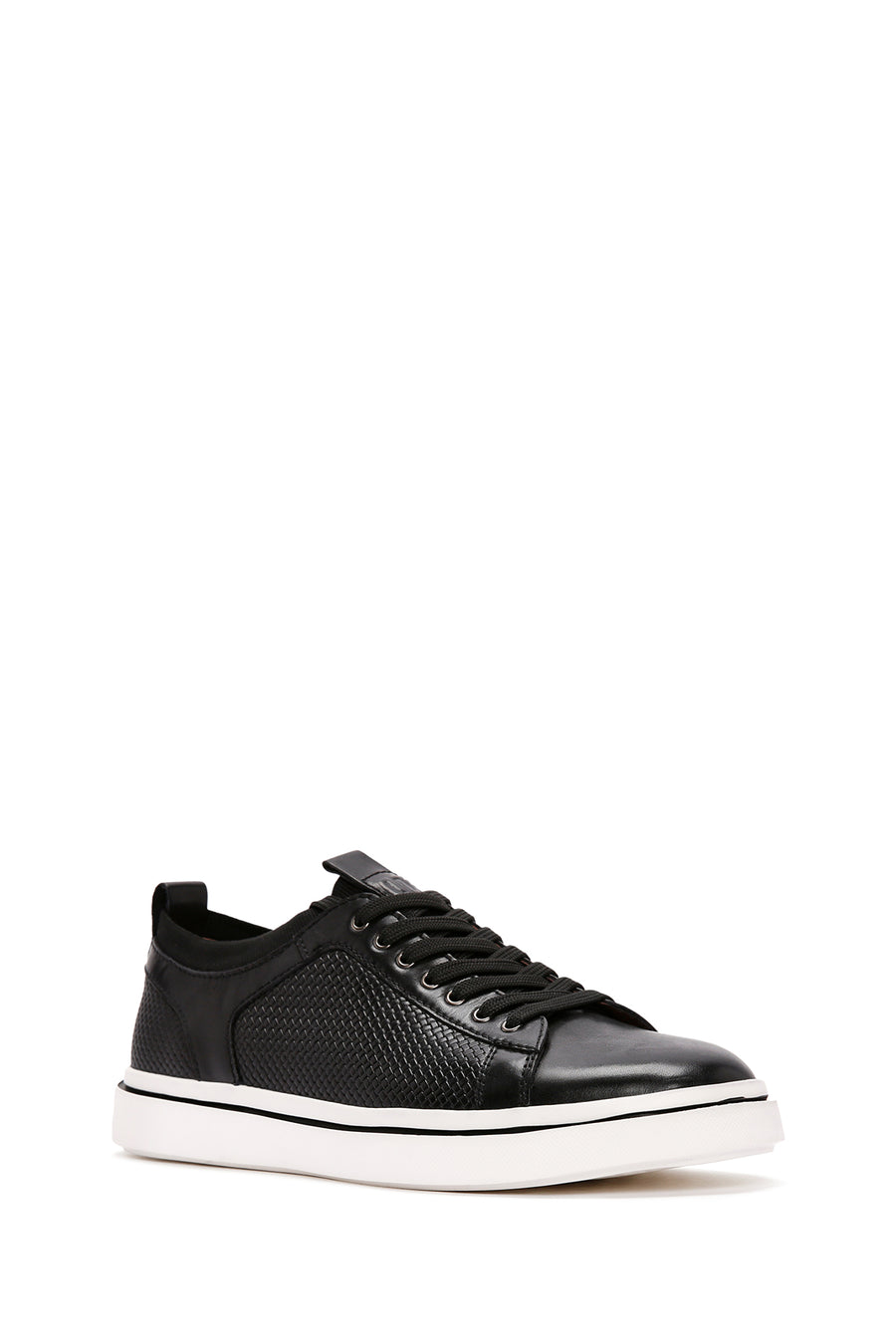Men's Black Lace-up Leather Sneaker