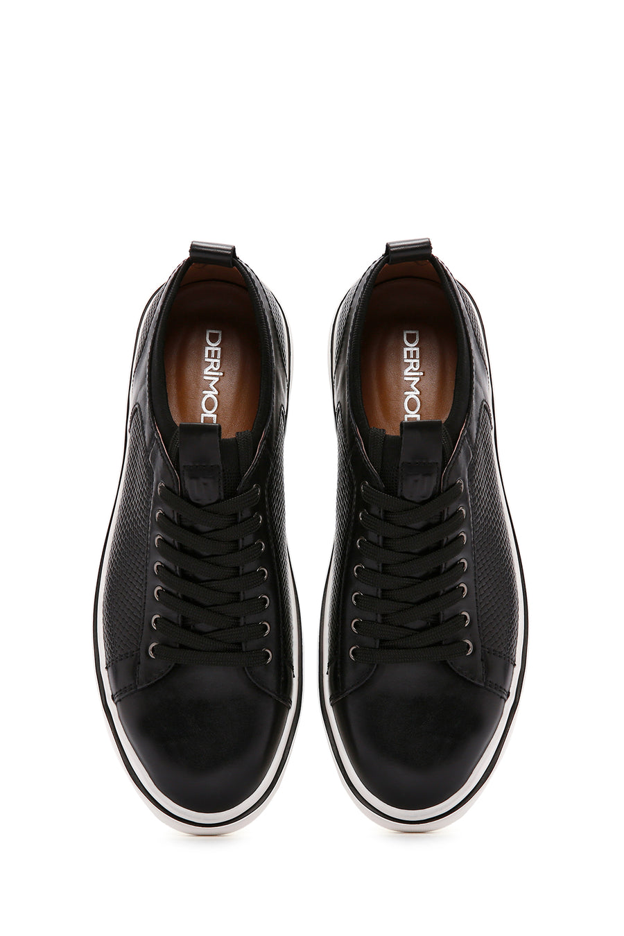 Men's Black Lace-up Leather Sneaker