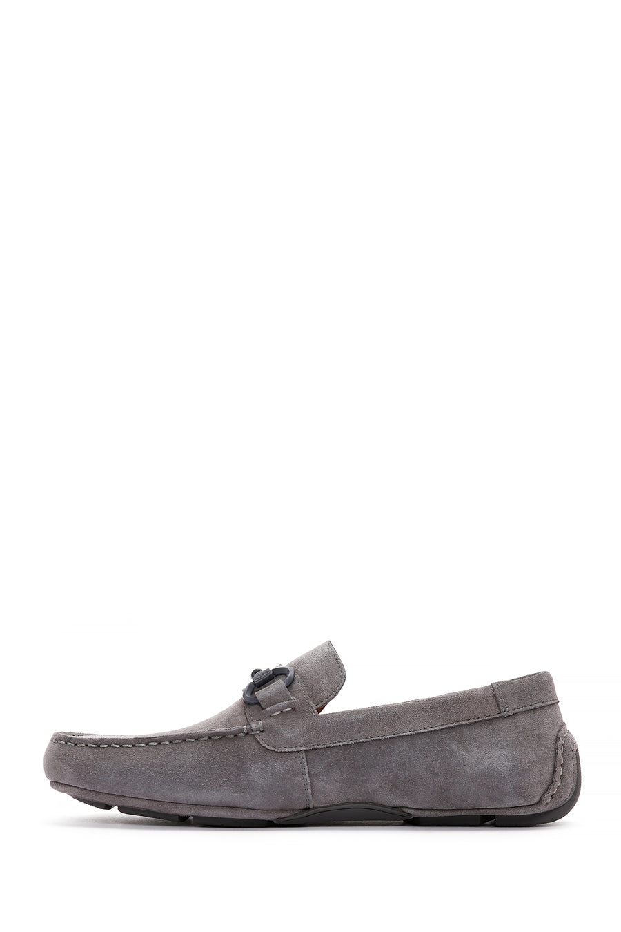 Erkek Gri Süet Deri Casual Loafer