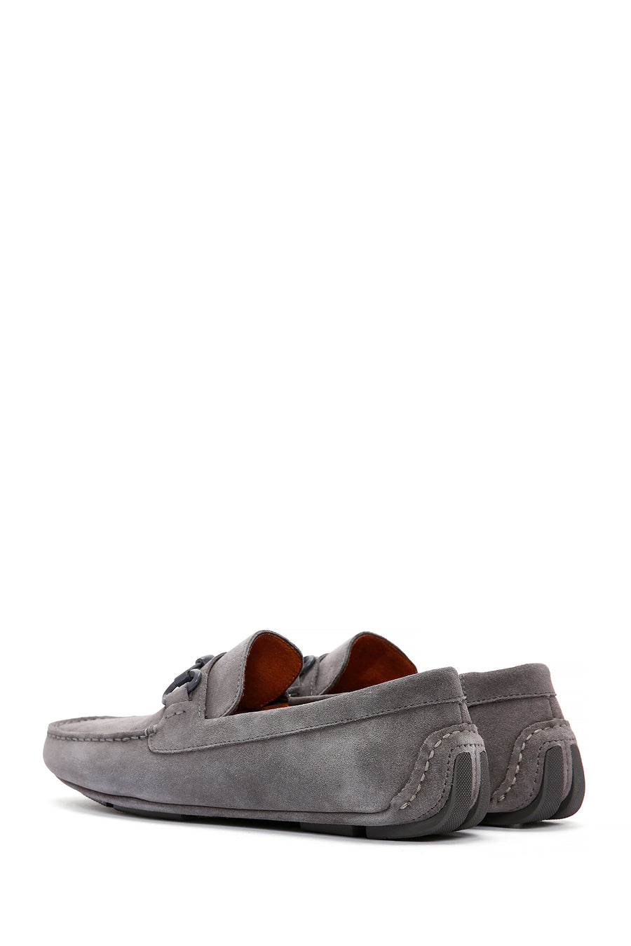 Erkek Gri Süet Deri Casual Loafer