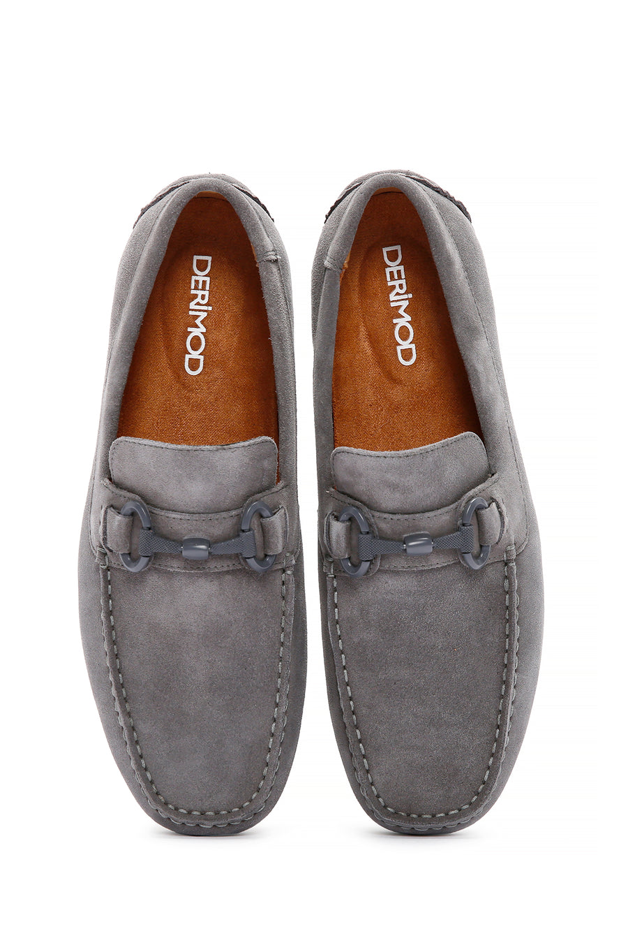 Erkek Gri Süet Deri Casual Loafer