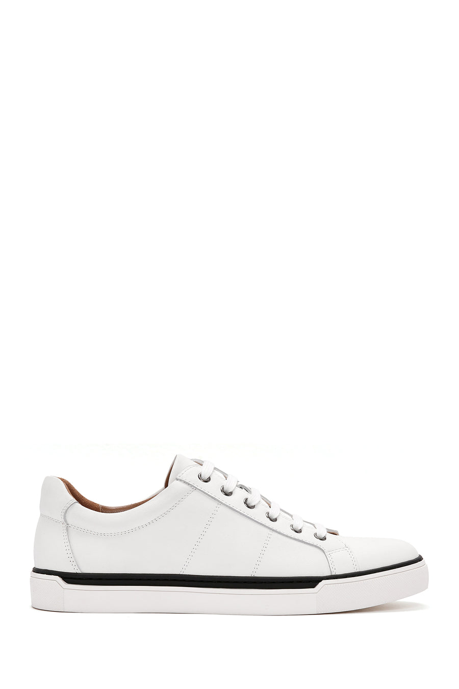Men's White Lace-up Leather Sneaker 24SFD691318 | Derimod