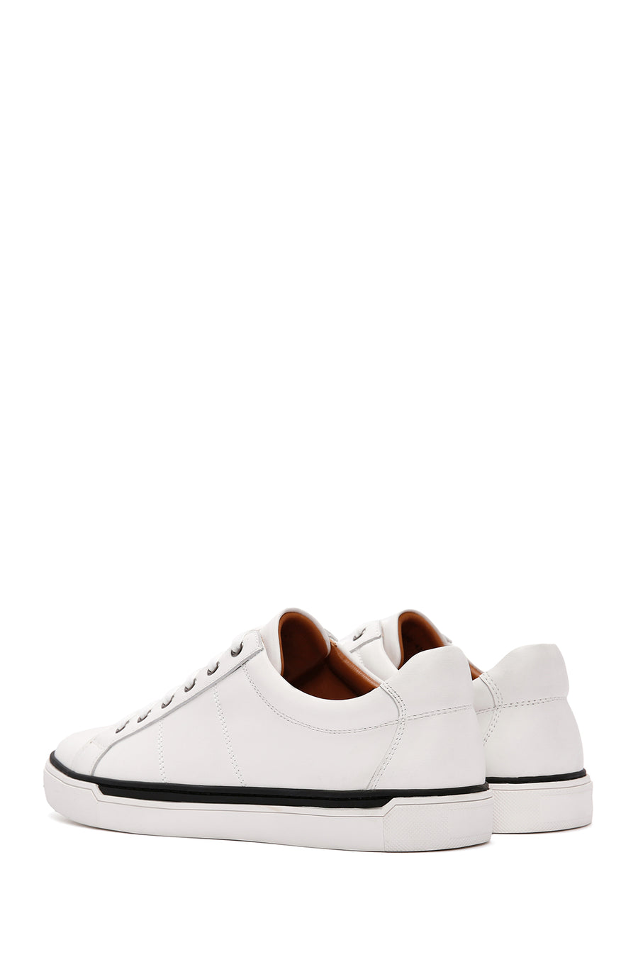 Men's White Lace-up Leather Sneaker