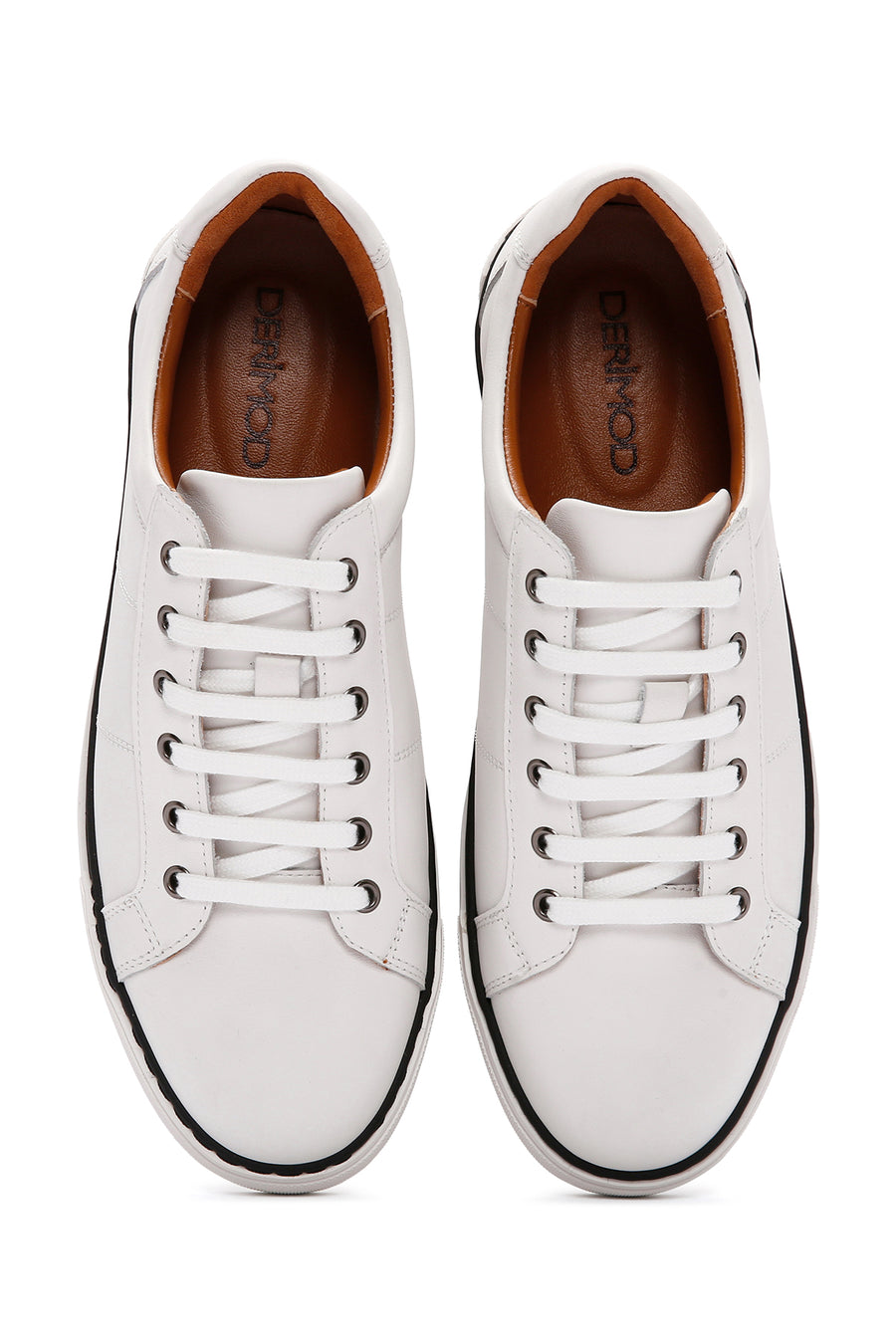 Men's White Lace-up Leather Sneaker