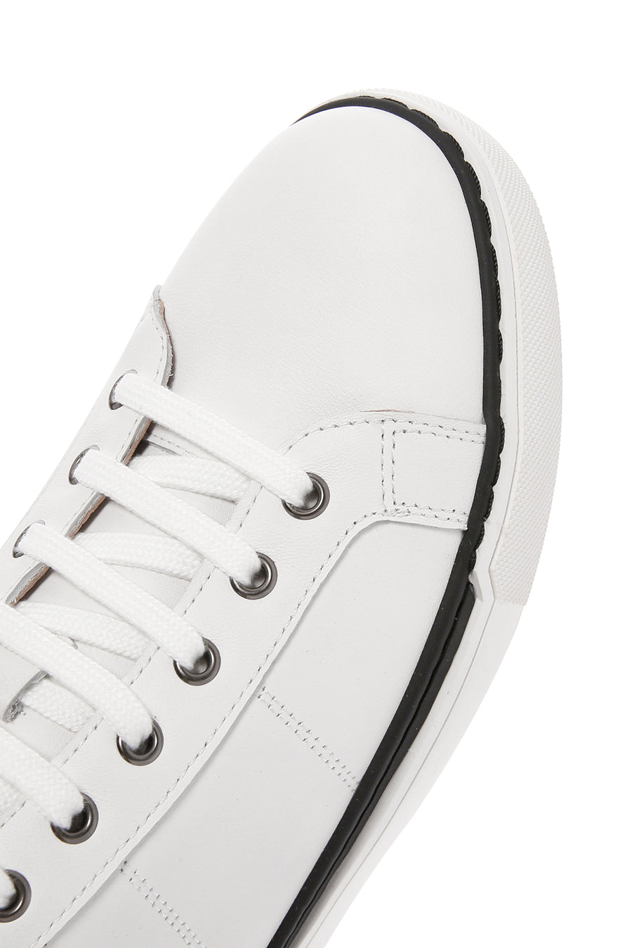 Men's White Lace-up Leather Sneaker