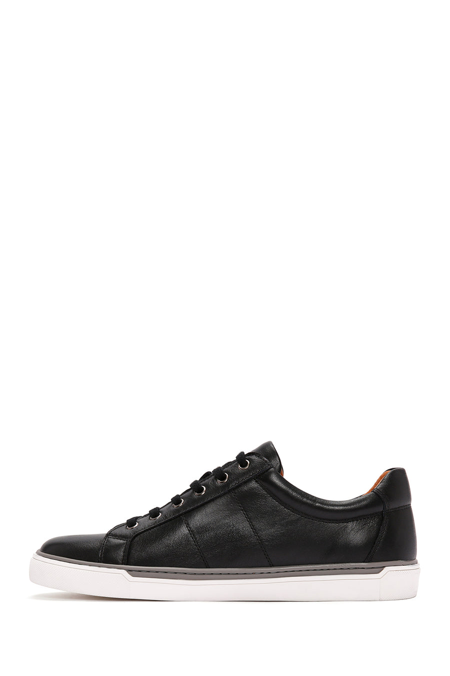 Men's Black Lace-up Leather Sneaker
