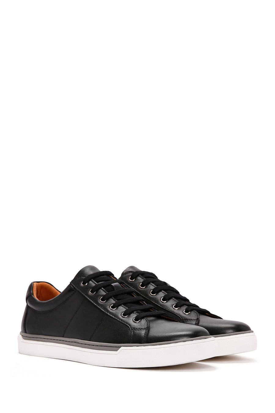 Men's Black Lace-up Leather Sneaker