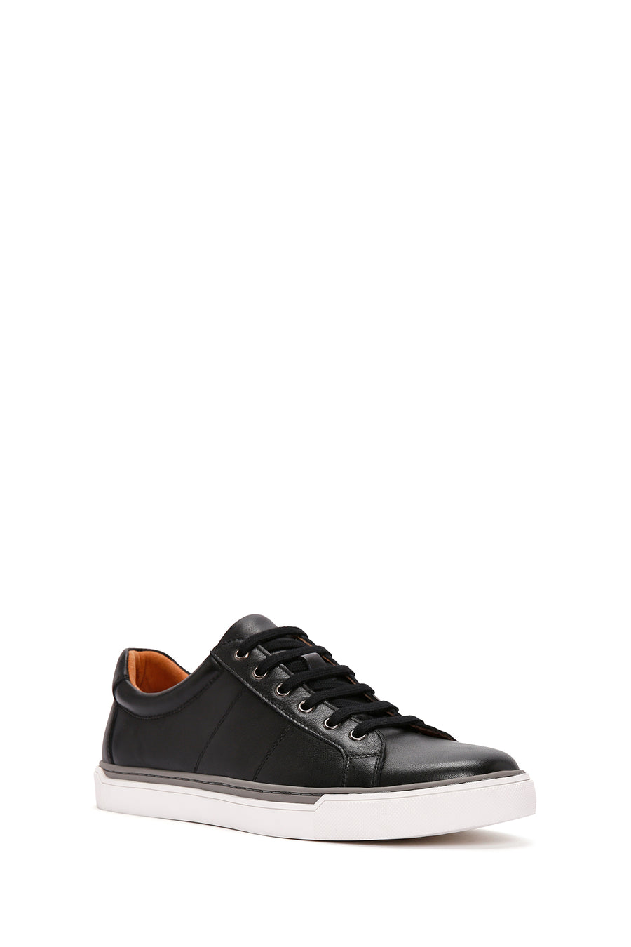 Men's Black Lace-up Leather Sneaker
