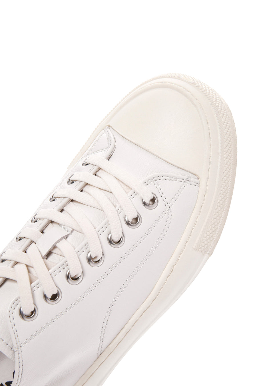 Men's White Lace-up Leather Sneaker