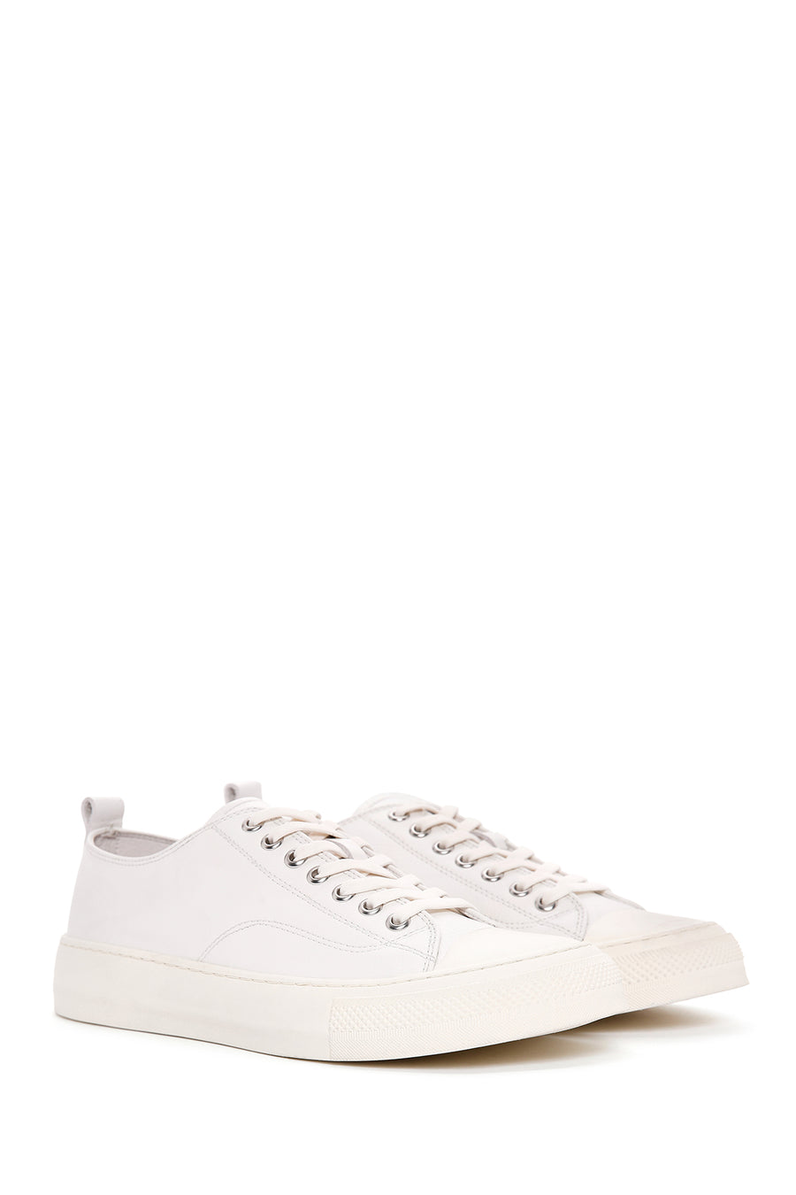 Men's White Lace-up Leather Sneaker