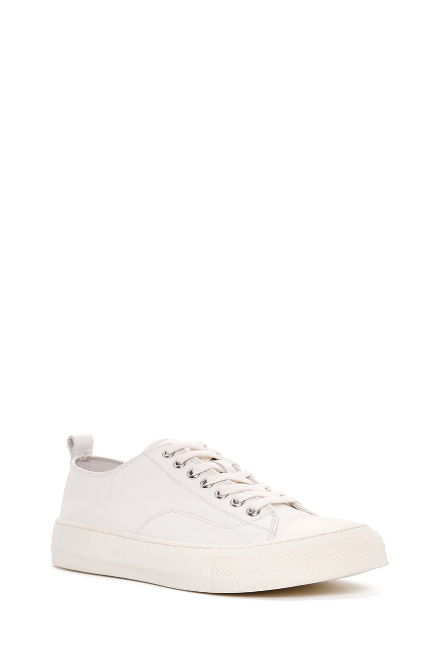 Men's White Lace-up Leather Sneaker