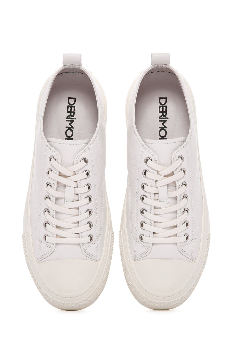 Men's White Lace-up Leather Sneaker