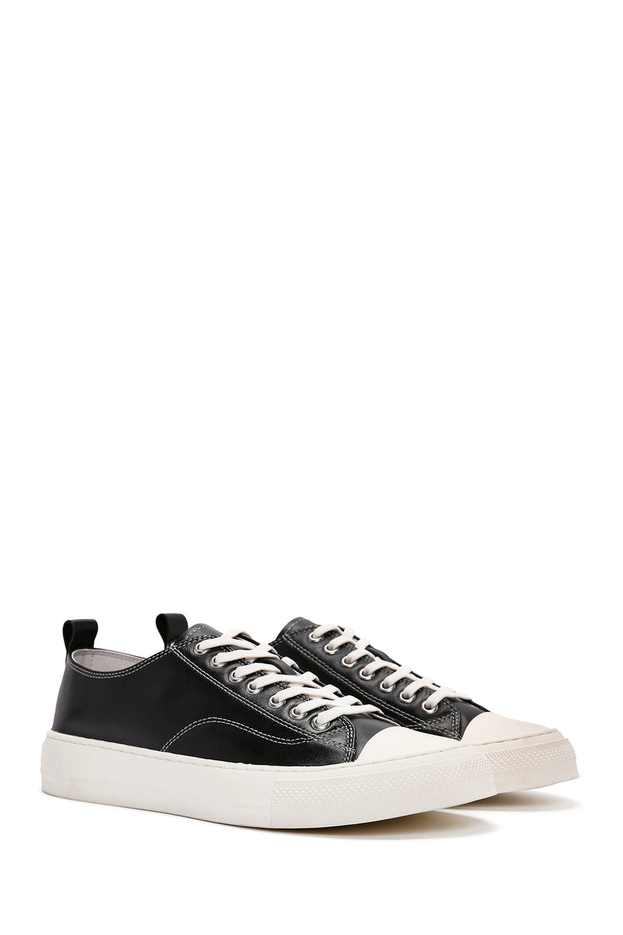 Men's Black Lace-up Leather Sneaker