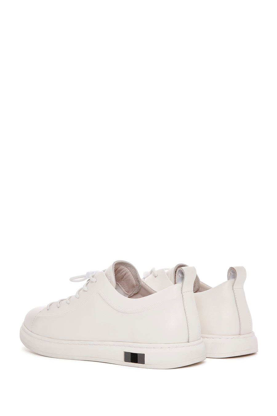 Men's White Lace-up Leather Sneaker