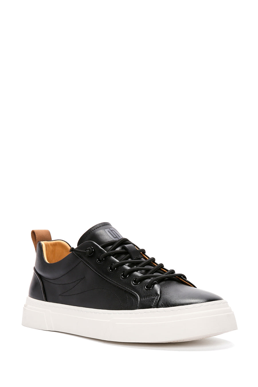 Men's Black Lace-up Leather Sneaker