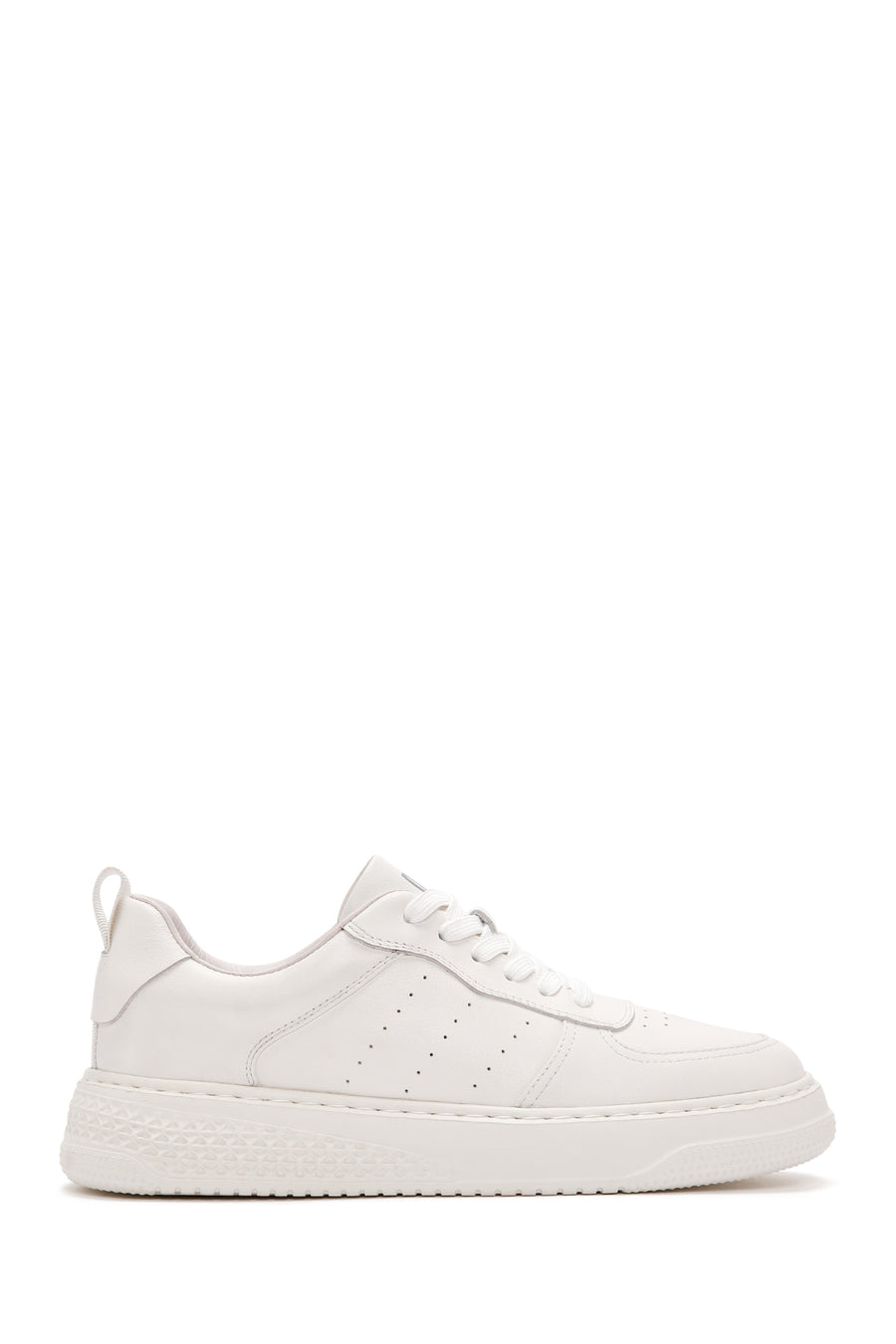 Men's White Lace-up Thick-Sole Leather Sneaker 24SFD692518 | Derimod