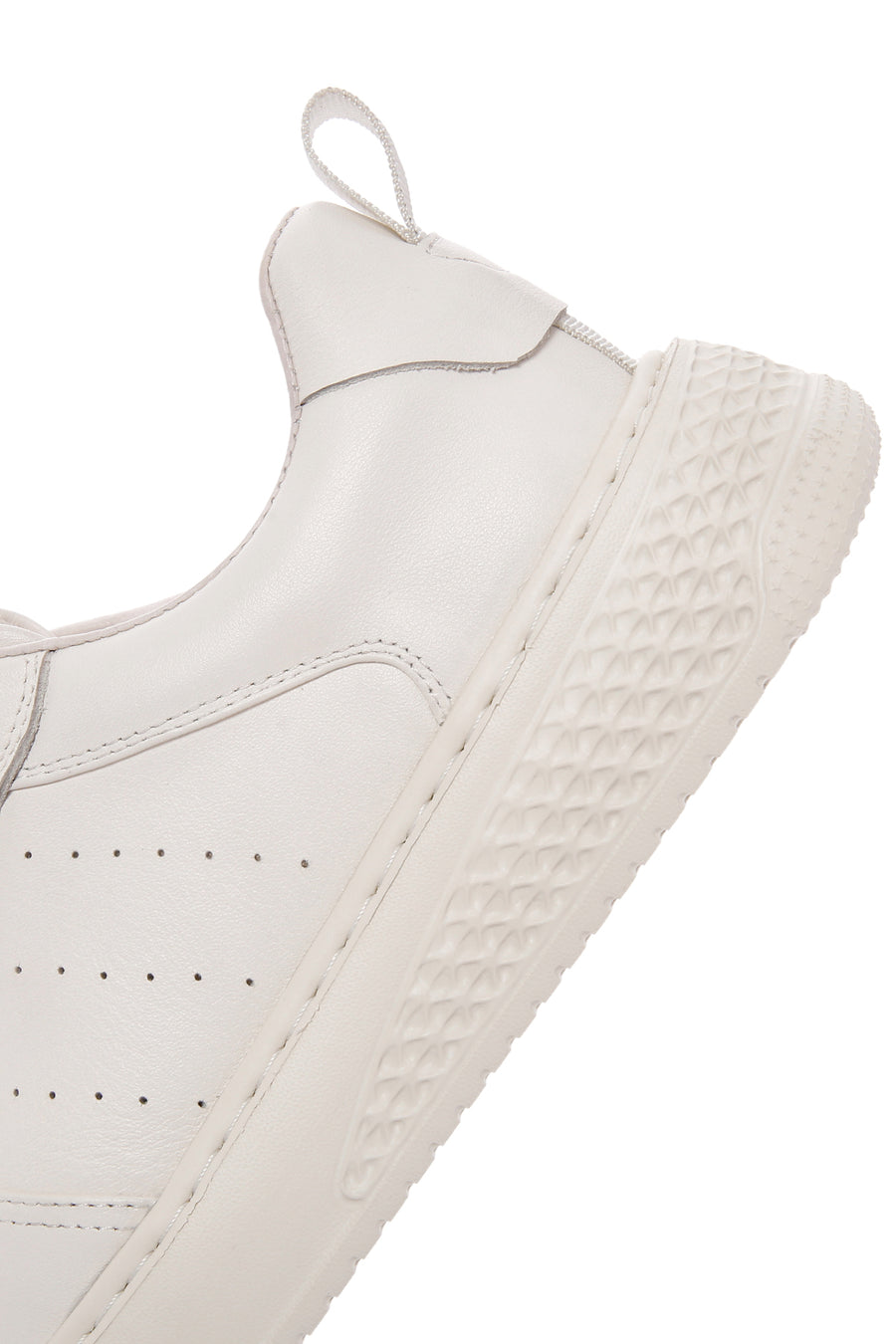 Men's White Lace-up Thick-Sole Leather Sneaker