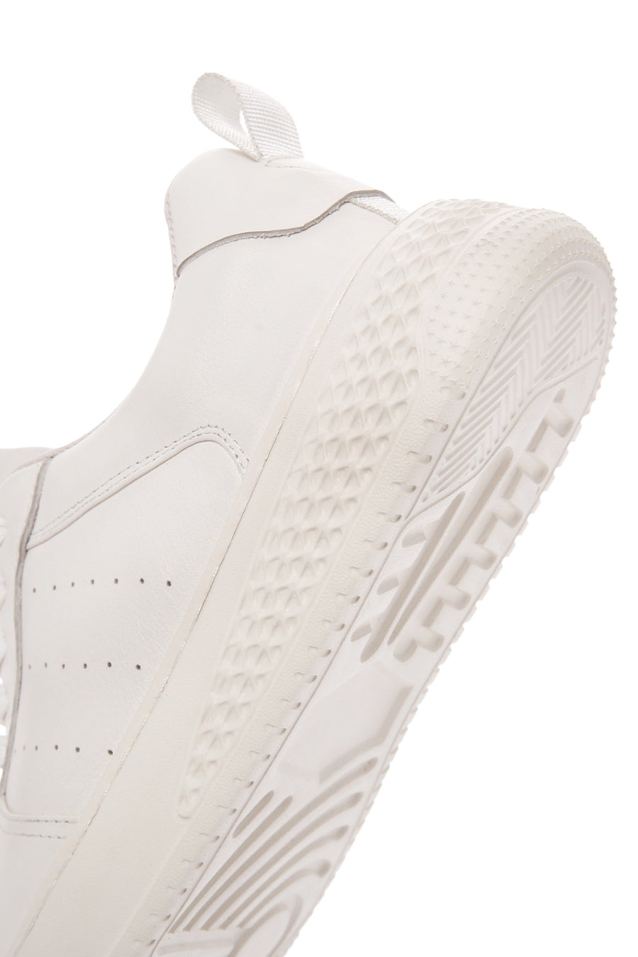 Men's White Lace-up Thick-Sole Leather Sneaker