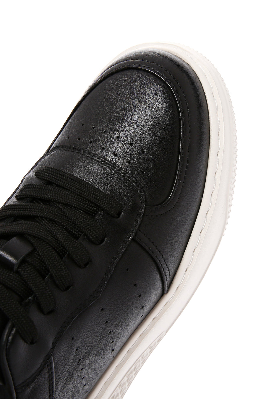 Erkek Siyah Bağcıklı Kalın Tabanlı Deri Sneaker