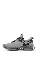Derimod Zero Men's Gray Lace-Up Thick Soled Fabric Sneaker | Derimod
