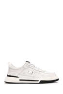 Men's White Lace-up Thick-Sole Leather Sneaker | Derimod