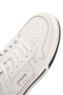 Men's White Lace-up Thick-Sole Leather Sneaker | Derimod