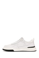 Men's White Lace-up Thick-Sole Leather Sneaker | Derimod