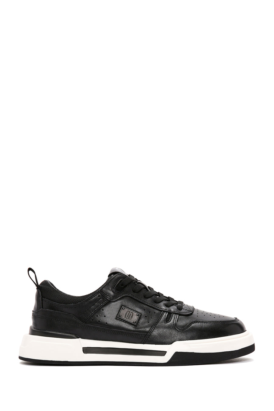 Men's Black Lace-up Thick-Sole Leather Sneaker 24SFD693018 | Derimod
