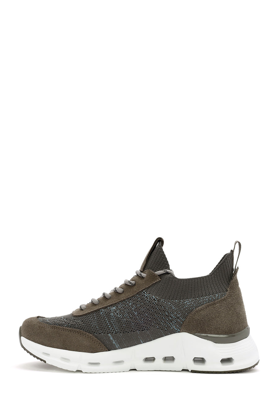 Derimod Zero Men's Beige Thick-Soled Lace-Up Fabric Sneakers