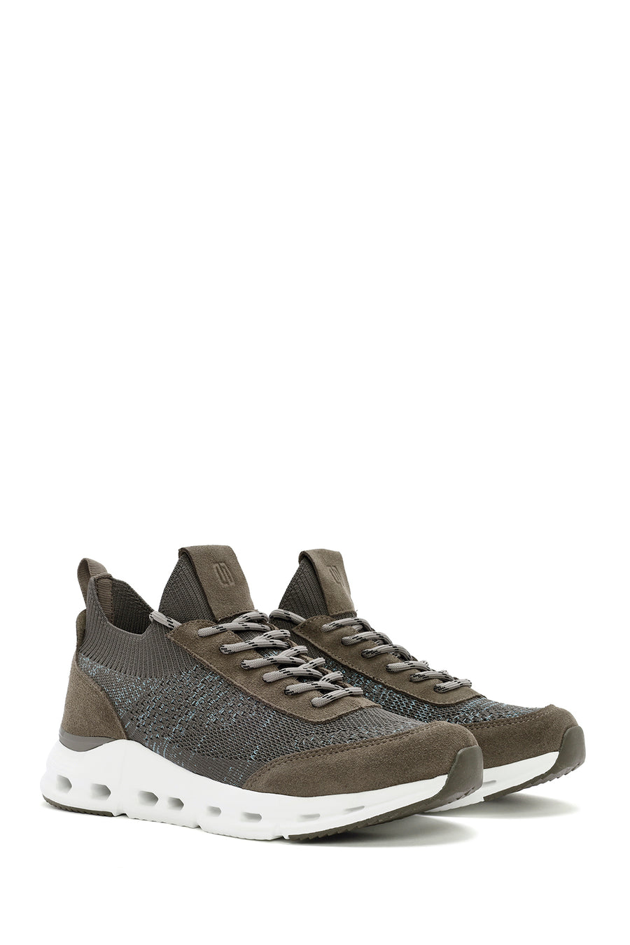 Derimod Zero Men's Beige Thick-Soled Lace-Up Fabric Sneakers