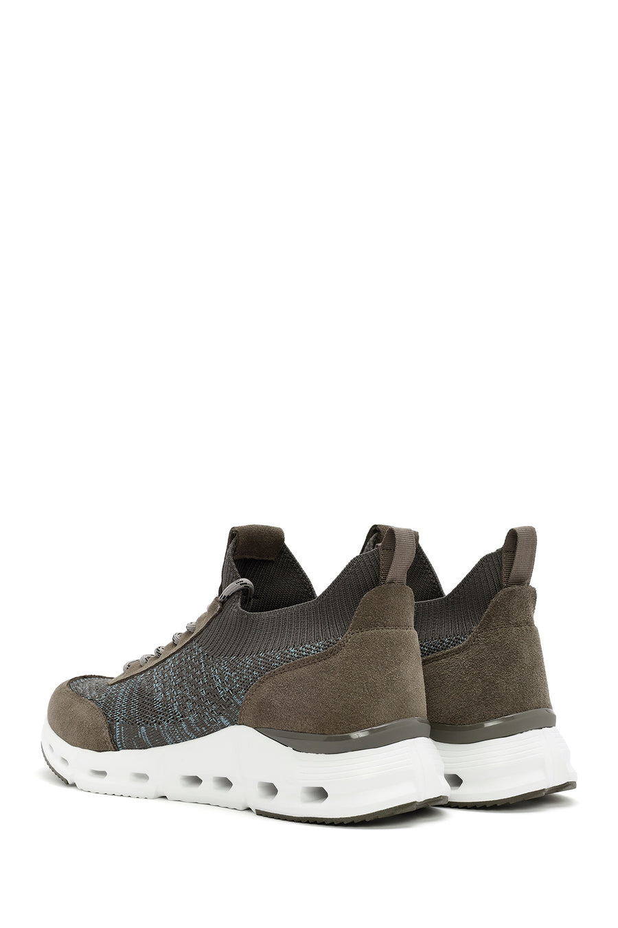 Derimod Zero Men's Beige Thick-Soled Lace-Up Fabric Sneakers