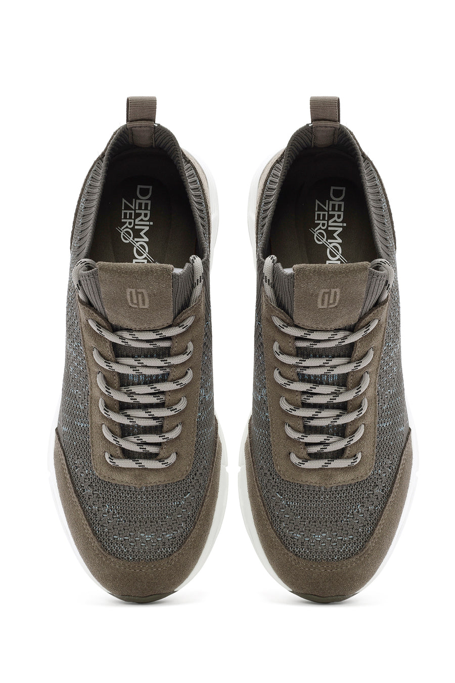 Derimod Zero Men's Beige Thick-Soled Lace-Up Fabric Sneakers