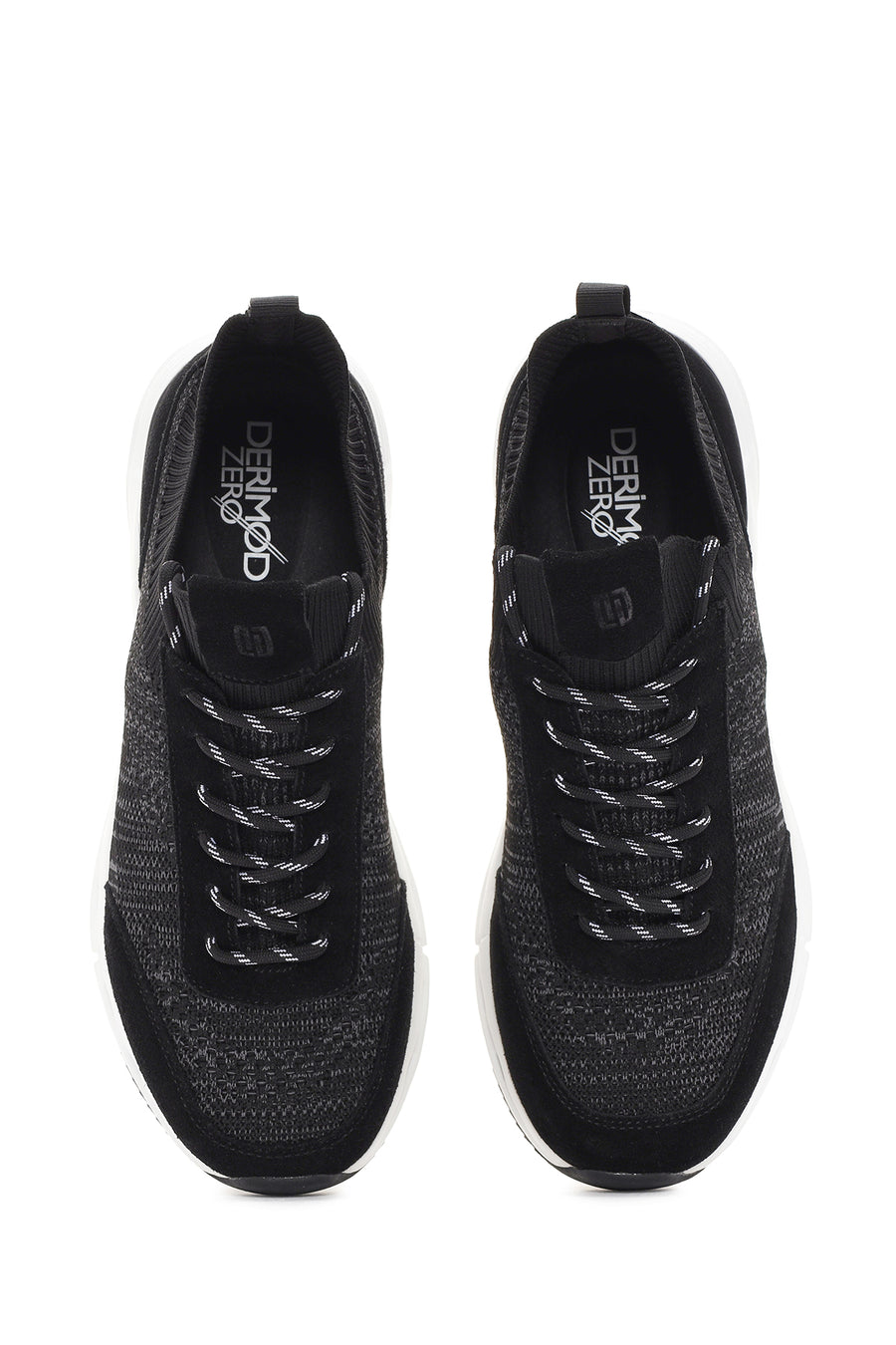 Derimod Zero Men's Black Thick-Soled Laced Fabric Sneaker