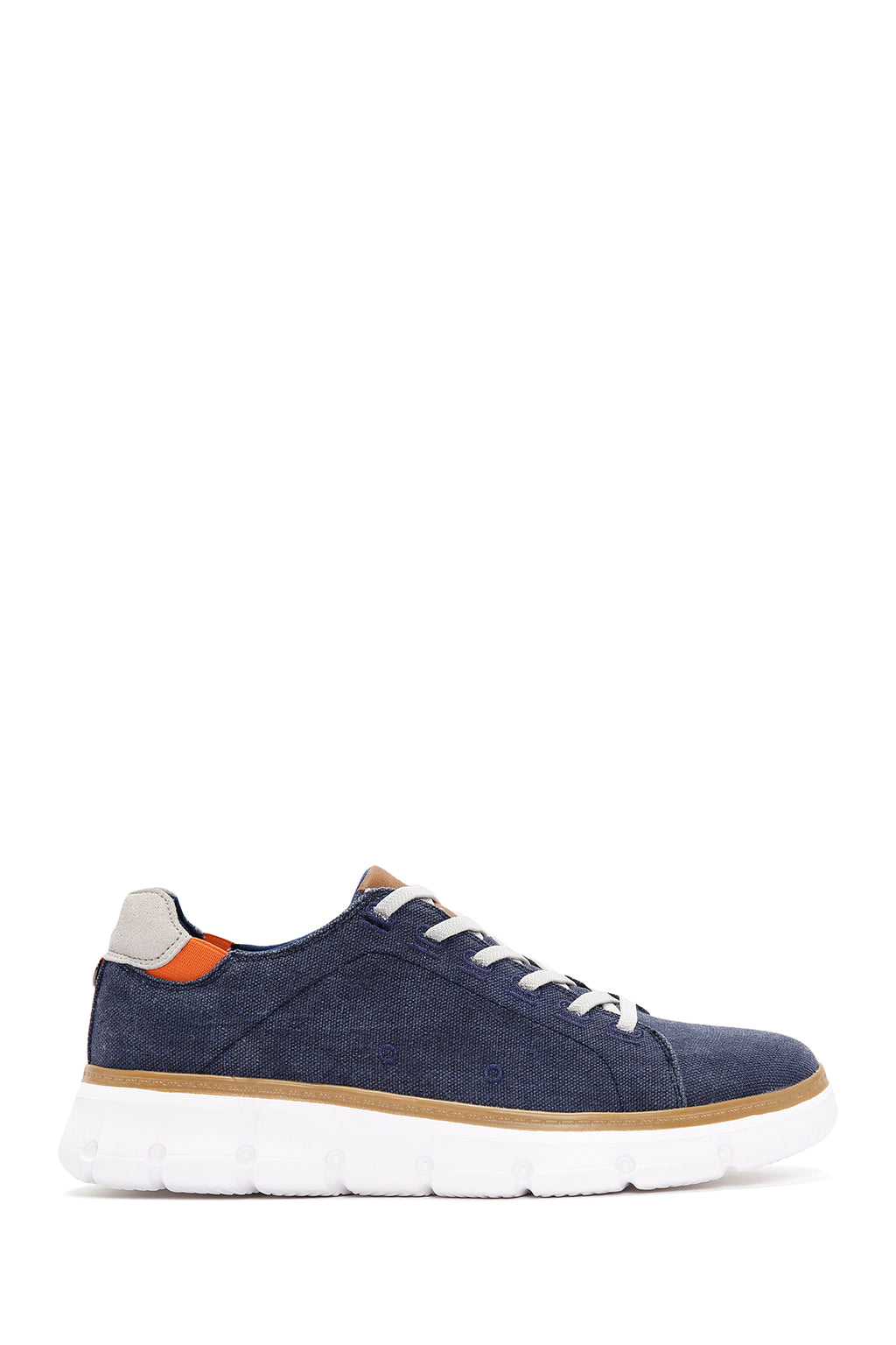 Erkek Lacivert Bağcıklı Kalın Tabanlı Kumaş Sneaker