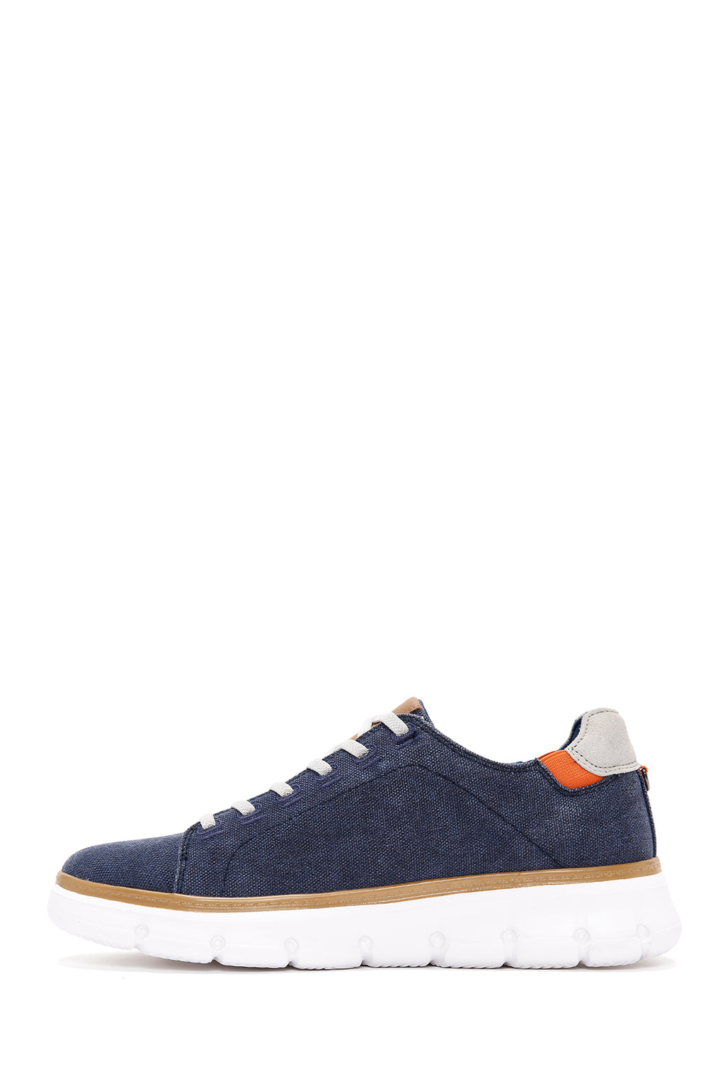 Erkek Lacivert Bağcıklı Kalın Tabanlı Kumaş Sneaker