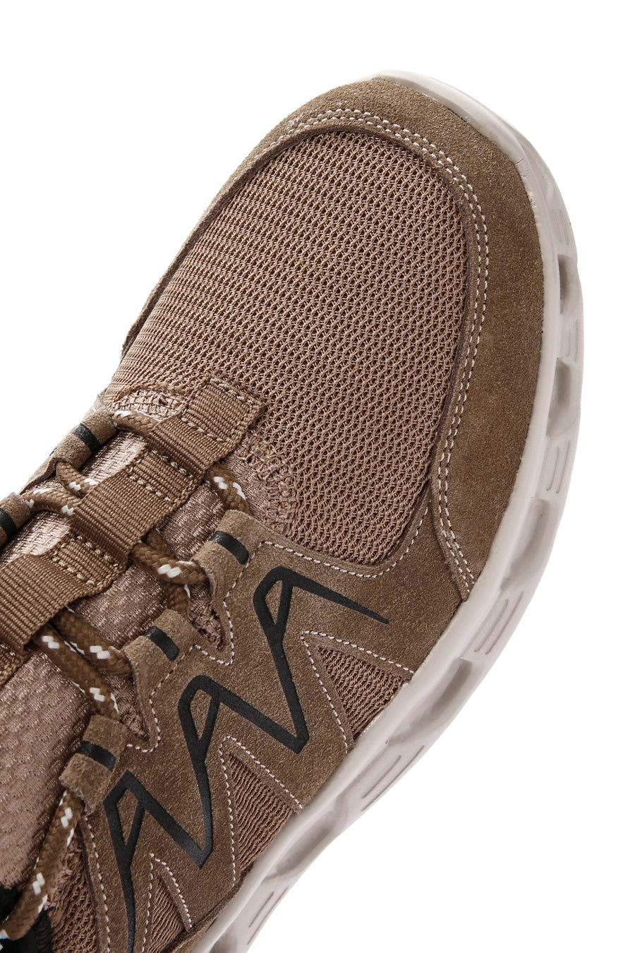 Men's Beige Lace-Up Thick-Sole Leather Sneaker