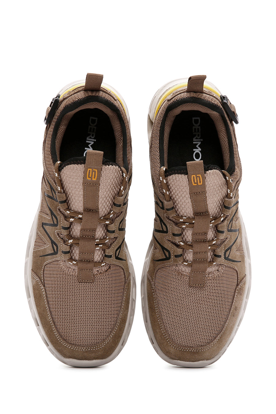 Men's Beige Lace-Up Thick-Sole Leather Sneaker