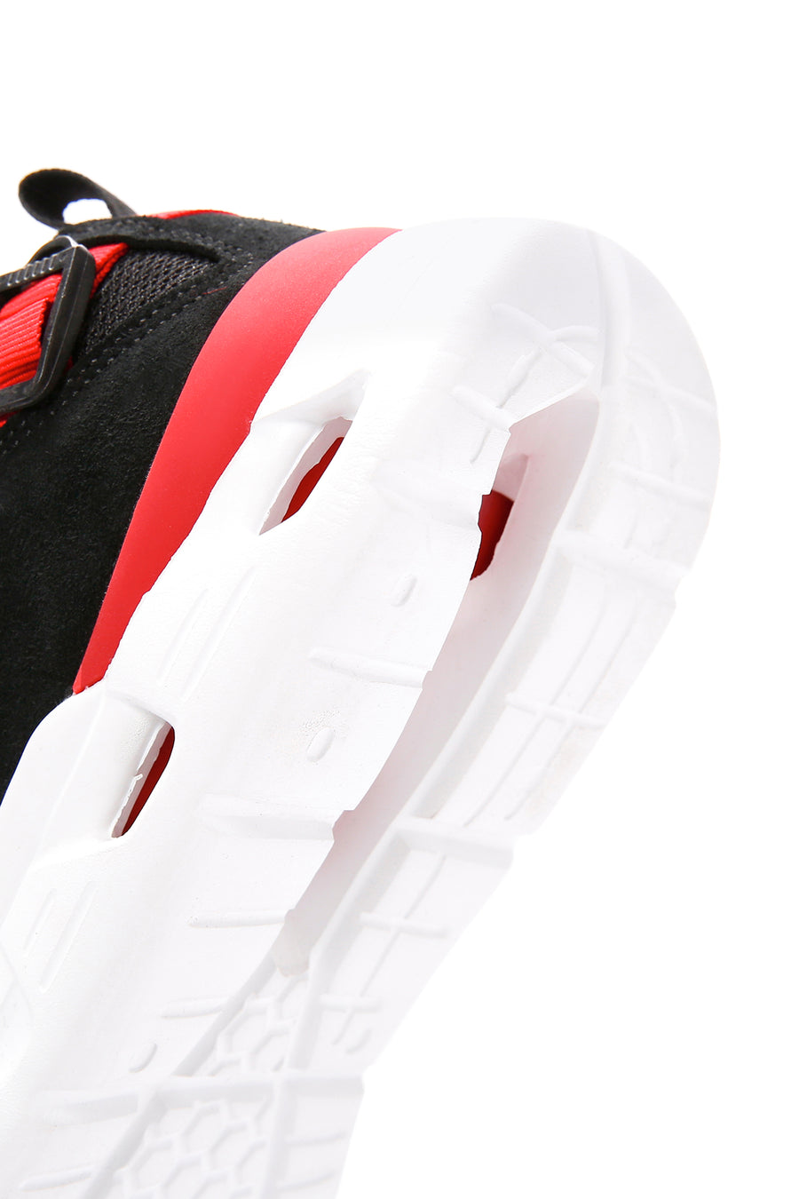 Men's Black Lace-up Thick-Sole Leather Sneaker
